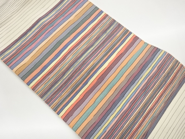 ふくれ織横縞模様織出し名古屋帯